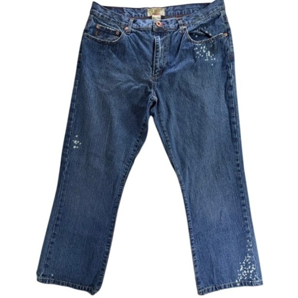 Bongo Jeans Men 36x30 Blue Vintage 90s Y2K Grunge Straight Leg Paint Splatter